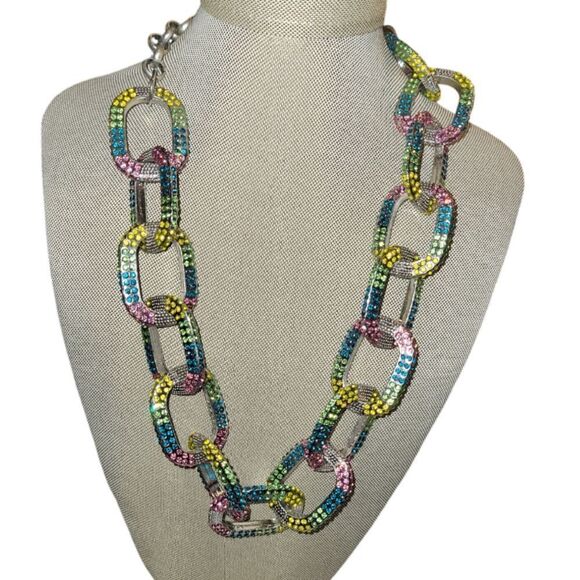 Sassy Jones Multicolor Rainbow Chain Link Kerri necklace - Picture 1 of 6